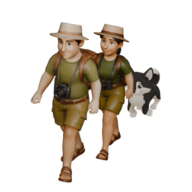 Couple with Dog 3D model