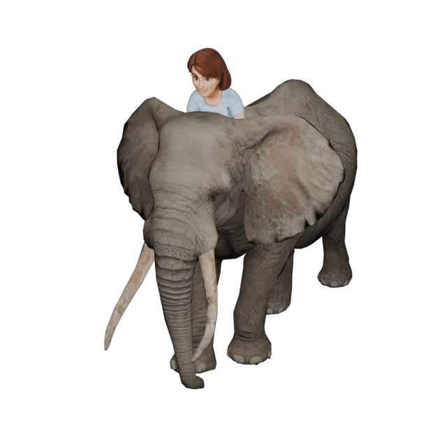 Elephant with Female 3D model thumbnail