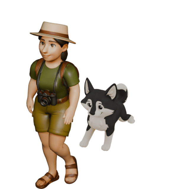 Female with dog 3D model
