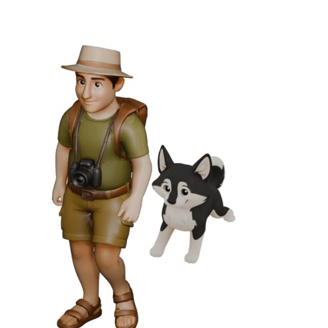 Male with dog 3D model