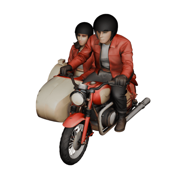 Motorcycle with Sidecar 3D model