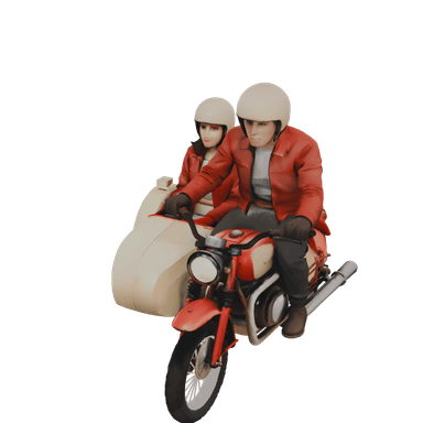 Motorcycle with Sidecar 3D model for Travel Animator