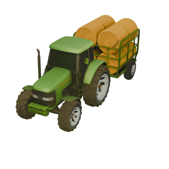 Tractor with Hay Bales 3D model