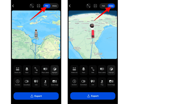 Switching the map between 2D and 3D view