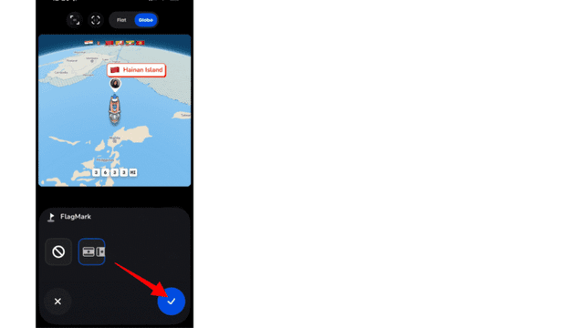 Showing country flags along the animated route