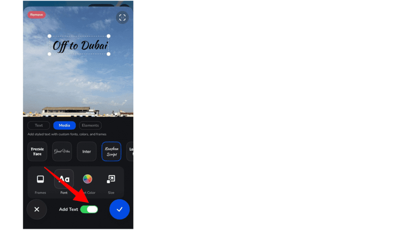 Using text and media together on the same route point