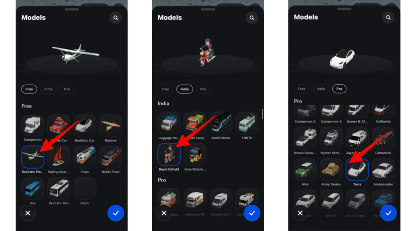 Browsing and previewing the available models