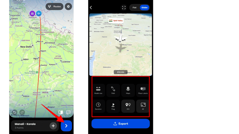 Adjusting ratio, model size, path, map style, labels and duration