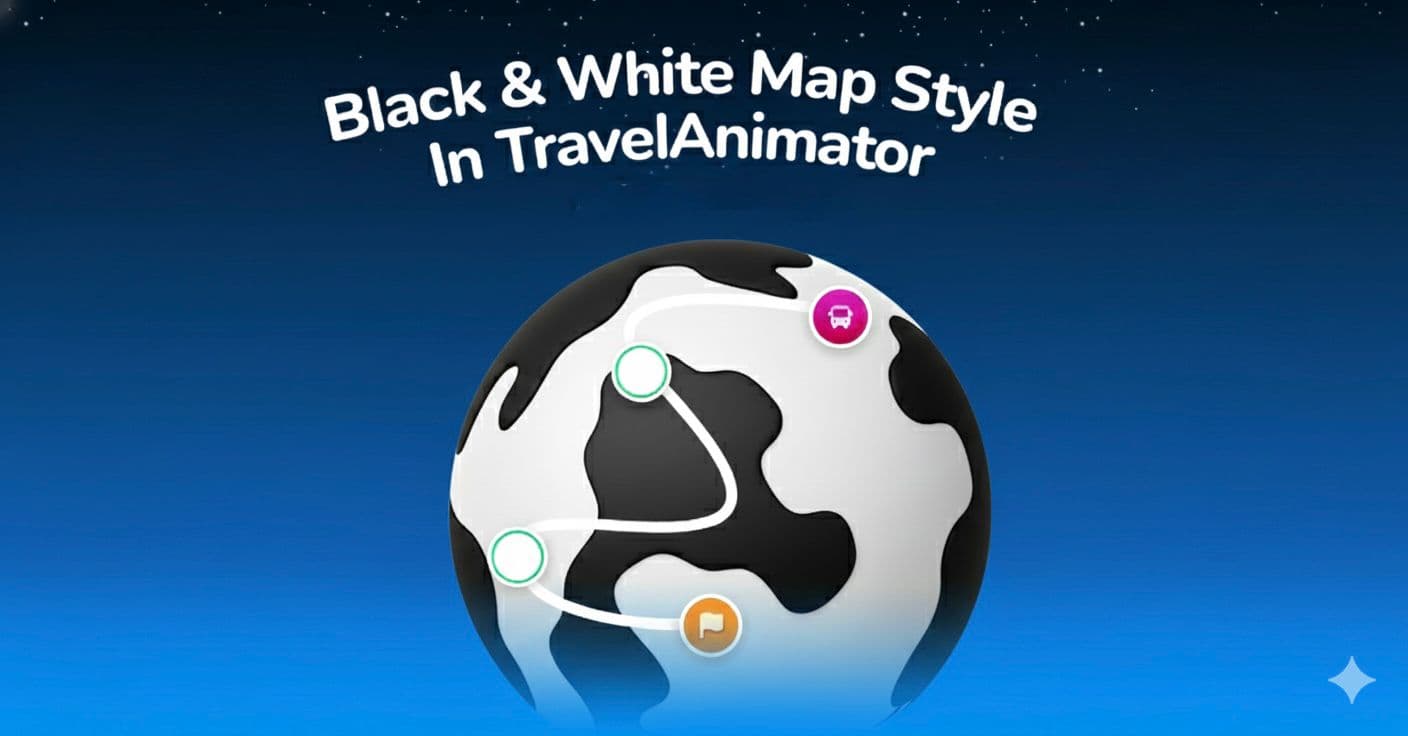 Black & White Map Style in TravelAnimator