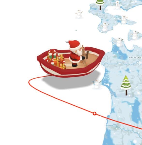 The Christmas boat model available for Christmas travel animations