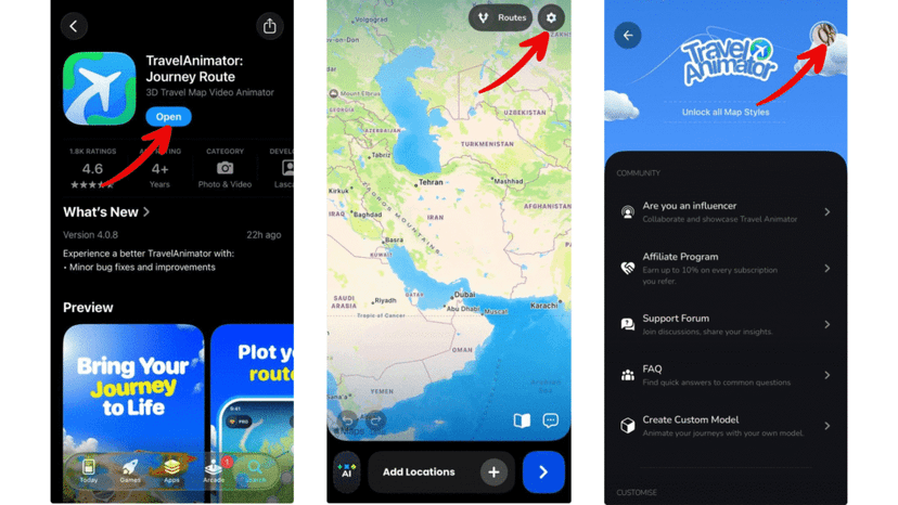 Download and Open Travel Animator – Install the Travel Animator app from the App Store or Play Store and sign in using your email.