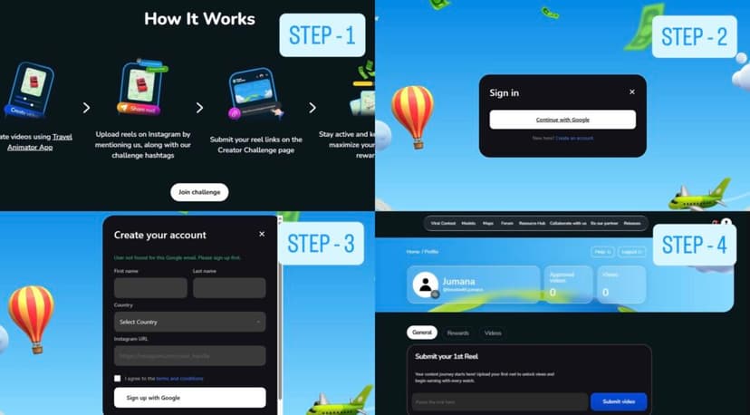 TravelAnimator Creator Challenge Steps