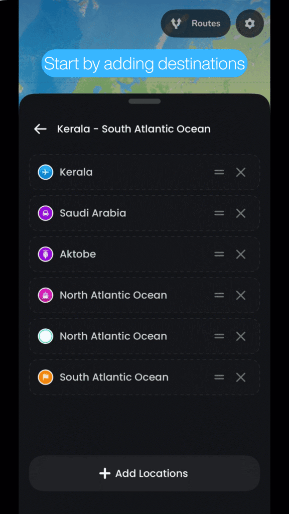 A place label created automatically after adding a location to the route
