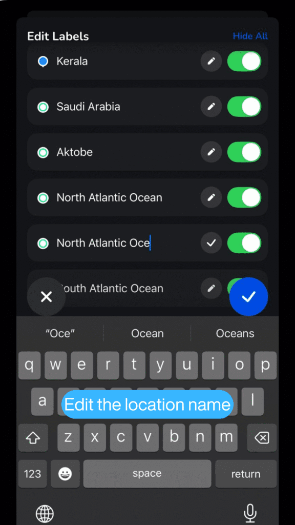 Editing the content of a place label in Travel Animator