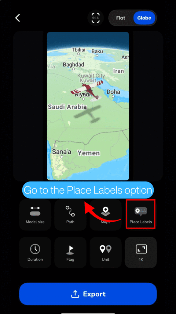 The place label customisation panel with all styling controls in one place