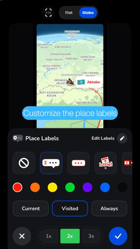 Adjusting place label colours and visibility settings