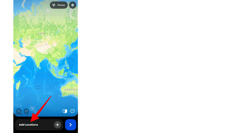 Adding an end point, or tapping the plus icon to add another stop