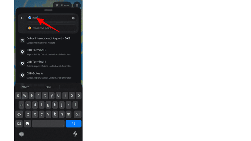 Typing a three-letter airport code such as DXB, JFK, LHR or SIN