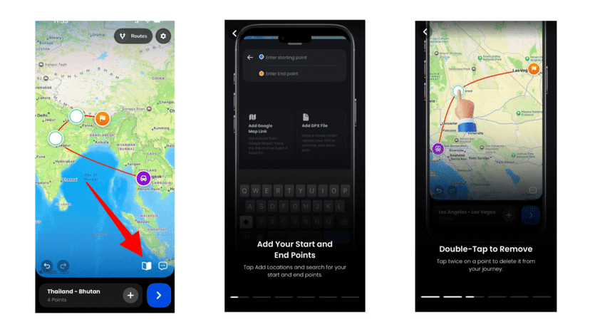 The in-app tutorial covering key travel animation features