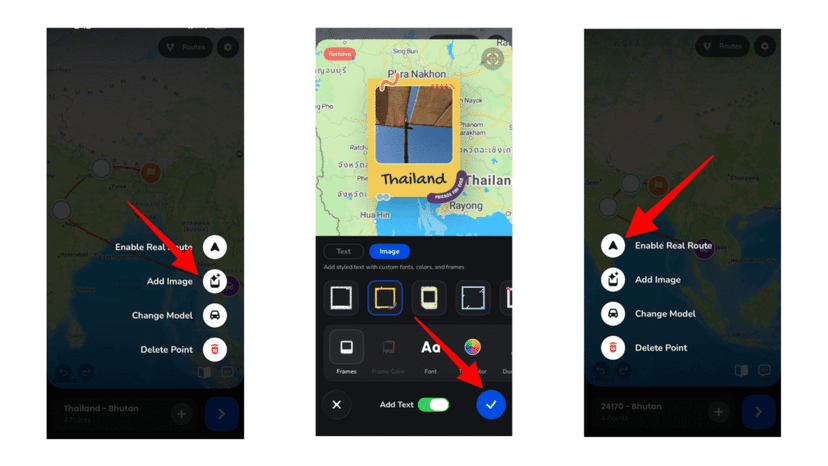 Adding text to match the theme and enabling Real Routes at a stop