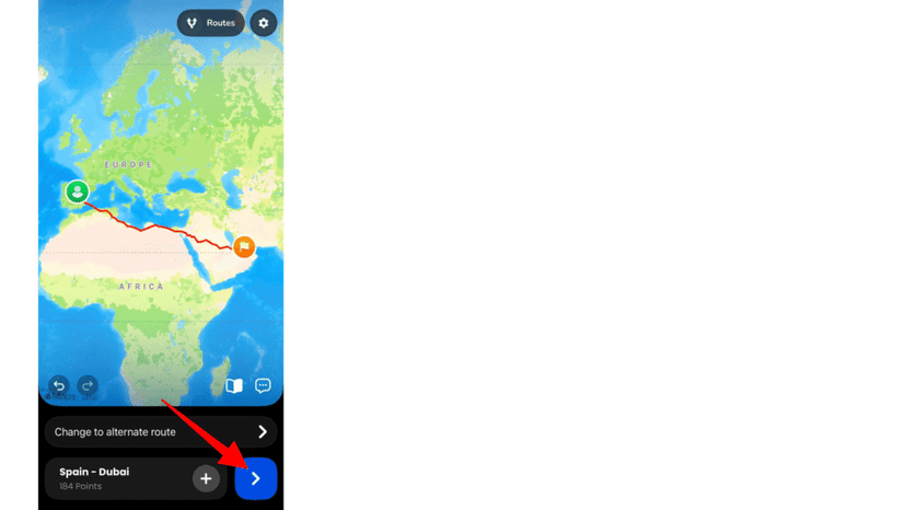 Previewing how a real route behaves during the animation