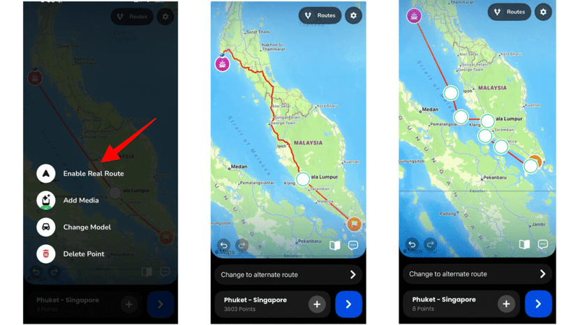 Adjusting points to create a realistic sea route