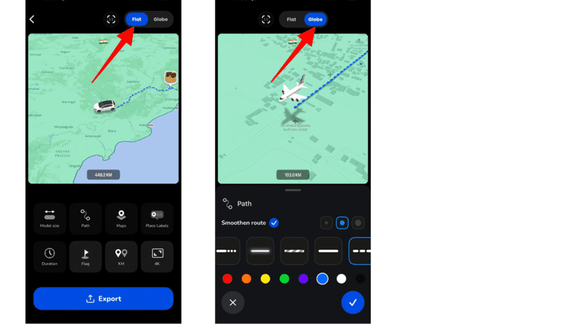 Choosing between 2D and 3D map views for a GPX animation