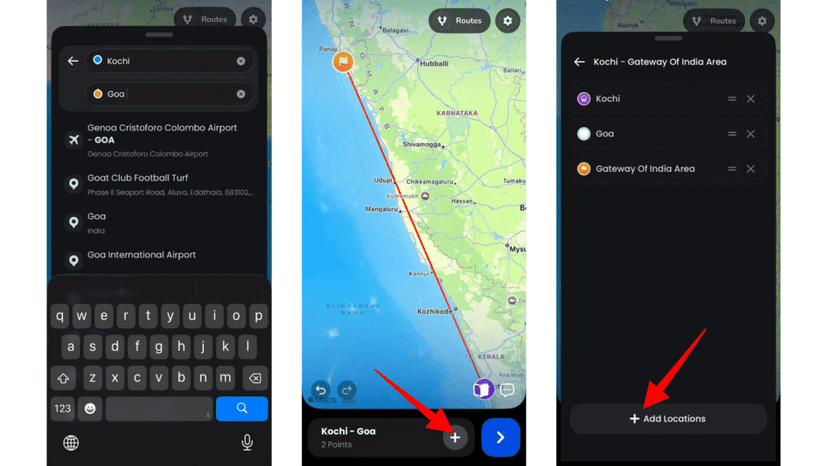 Completing the route setup with all destinations added