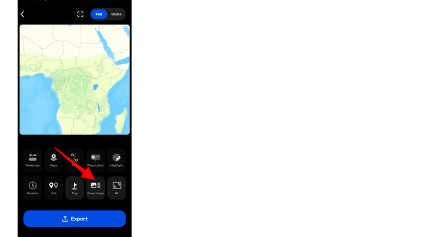 Tapping the Cover Image option in the settings panel