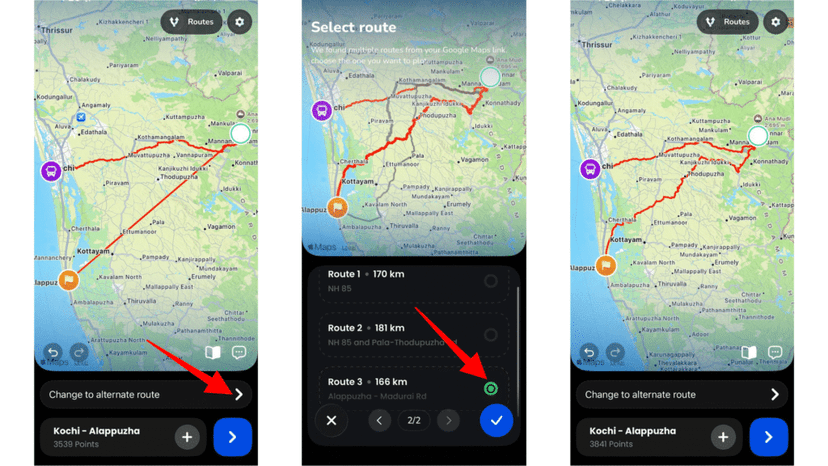 Choosing the best option when a route has alternatives