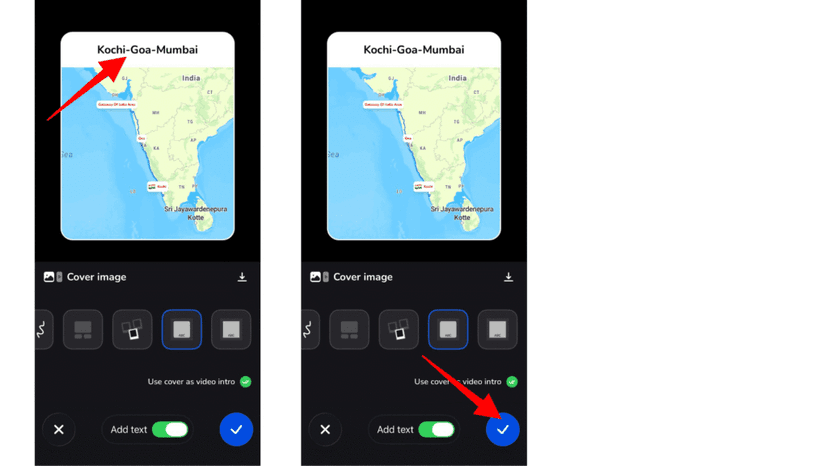 Applying the cover image with the confirm button