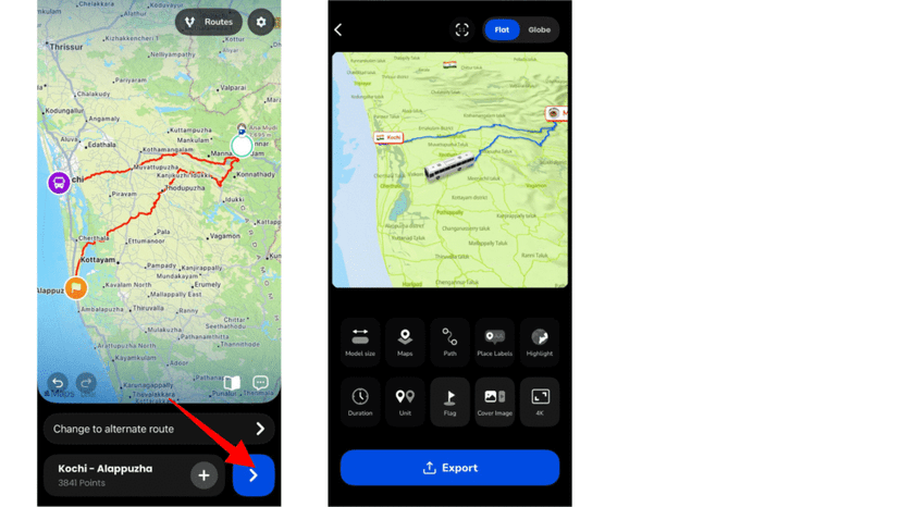 Adjusting map style, route lines, aspect ratio and duration
