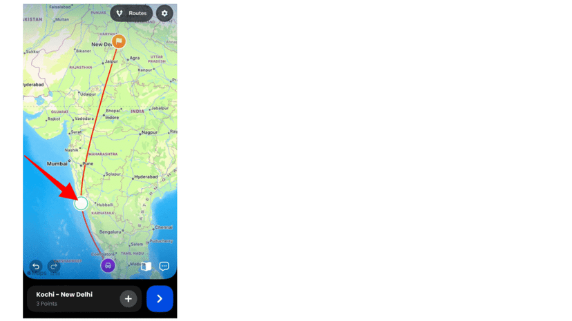Selecting the route point where the avatar should appear