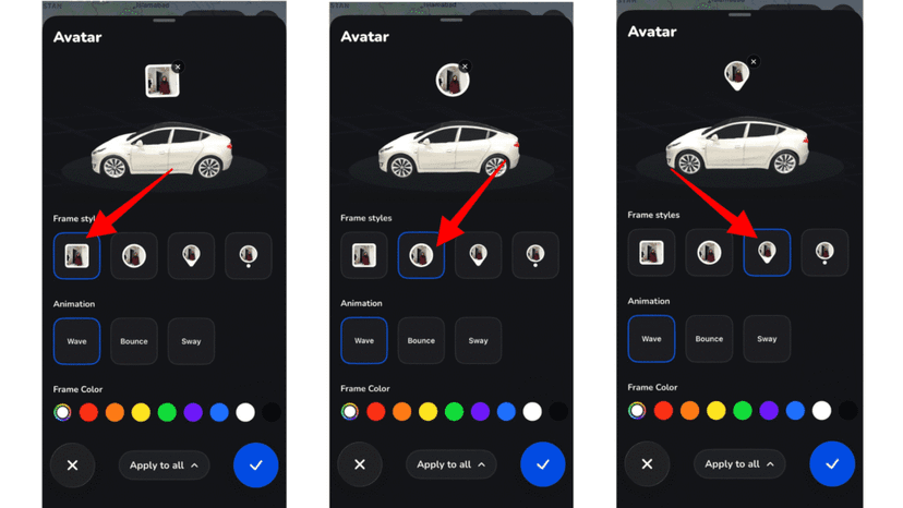 Choosing an avatar shape: square, circular, pin-style or dot-style