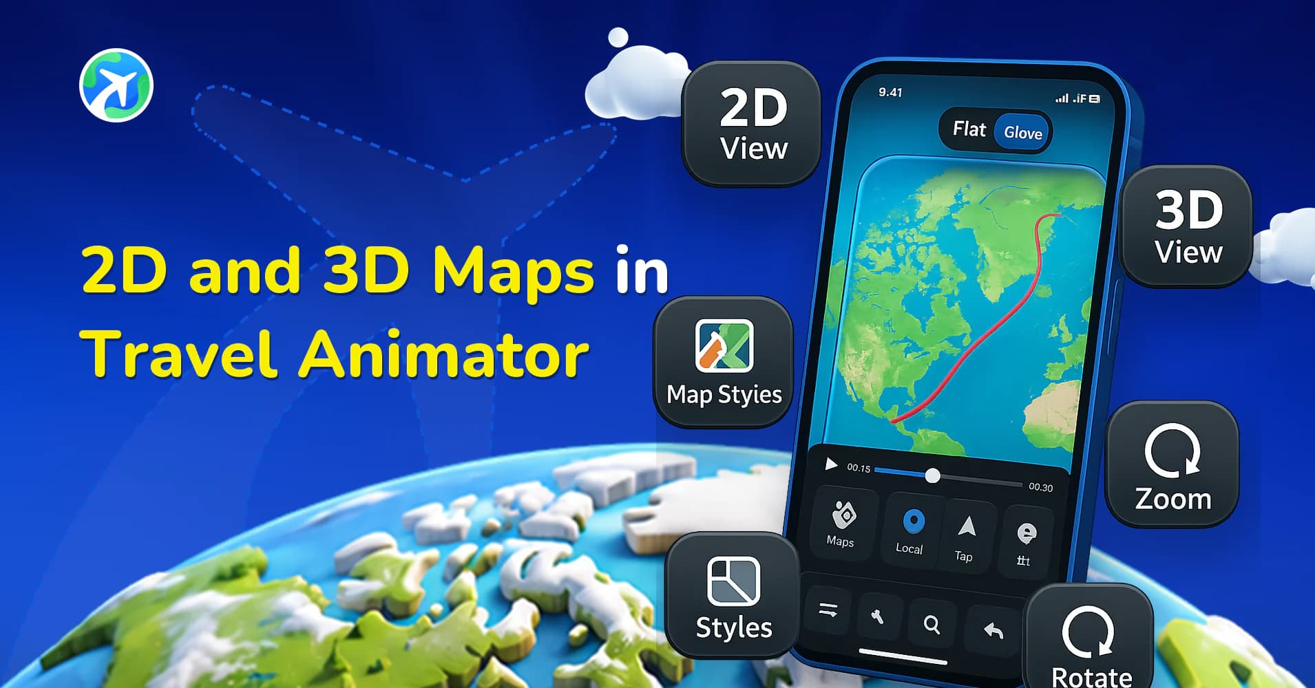 2D and 3D Maps in Travel Animator
