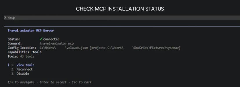 Install the Travel Animator MCP Server step by step