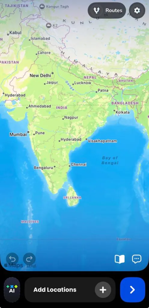 Start a route from your current location in TravelAnimator