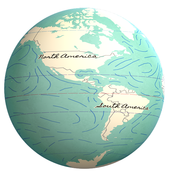 Vintage treasure-map globe style